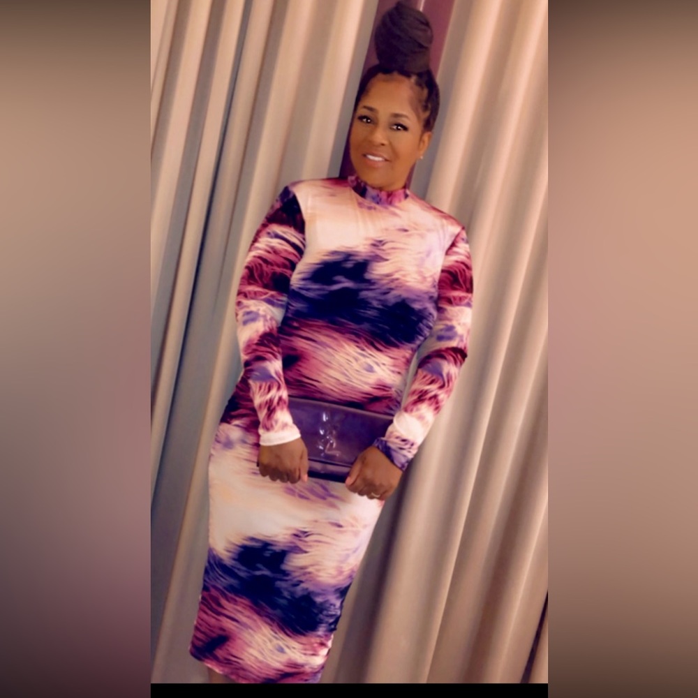 Fashion Nova Purple and Pink Midi Dress